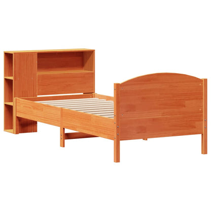 Letto Libreria senza Materasso Marrone Cera 100x200 cm in Pino