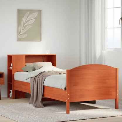 Letto Libreria senza Materasso Marrone Cera 90x200 cm in Pino