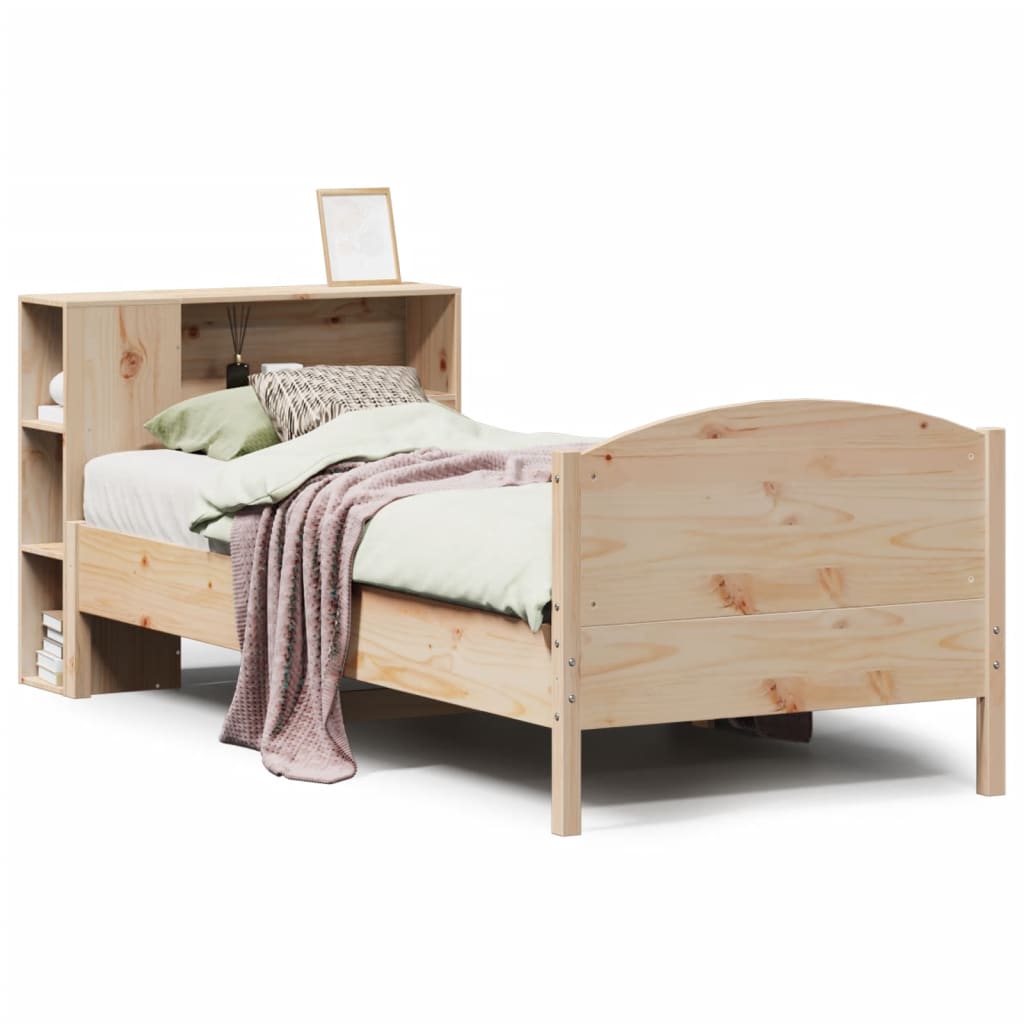 Giroletto con Libreria senza Materasso 75x190 cm in Legno Pino - homemem39