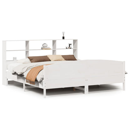 Letto Libreria senza Materasso Bianco 200x200 cm Legno di Pino