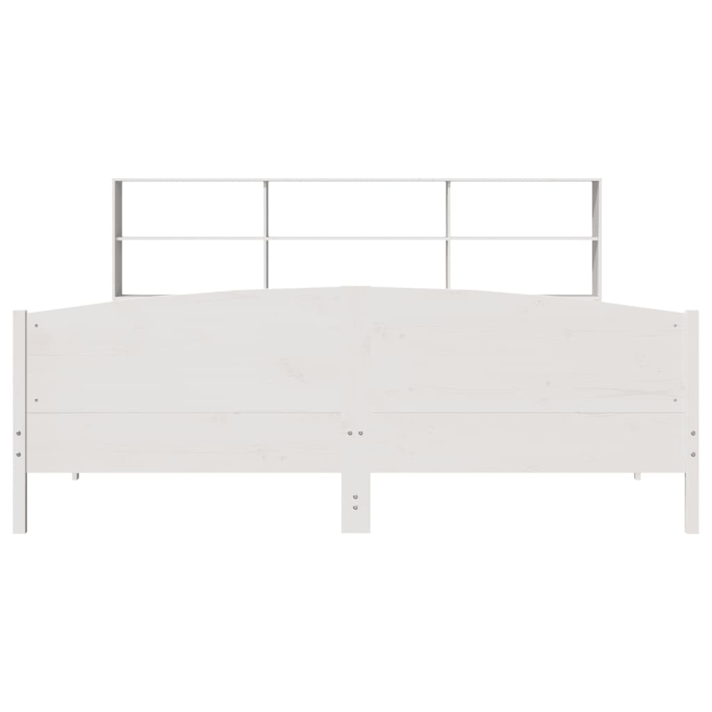 Letto Libreria senza Materasso Bianco 200x200 cm Legno di Pino