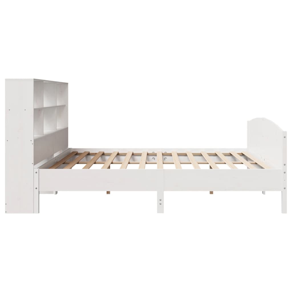 Letto Libreria senza Materasso Bianco 200x200 cm Legno di Pino