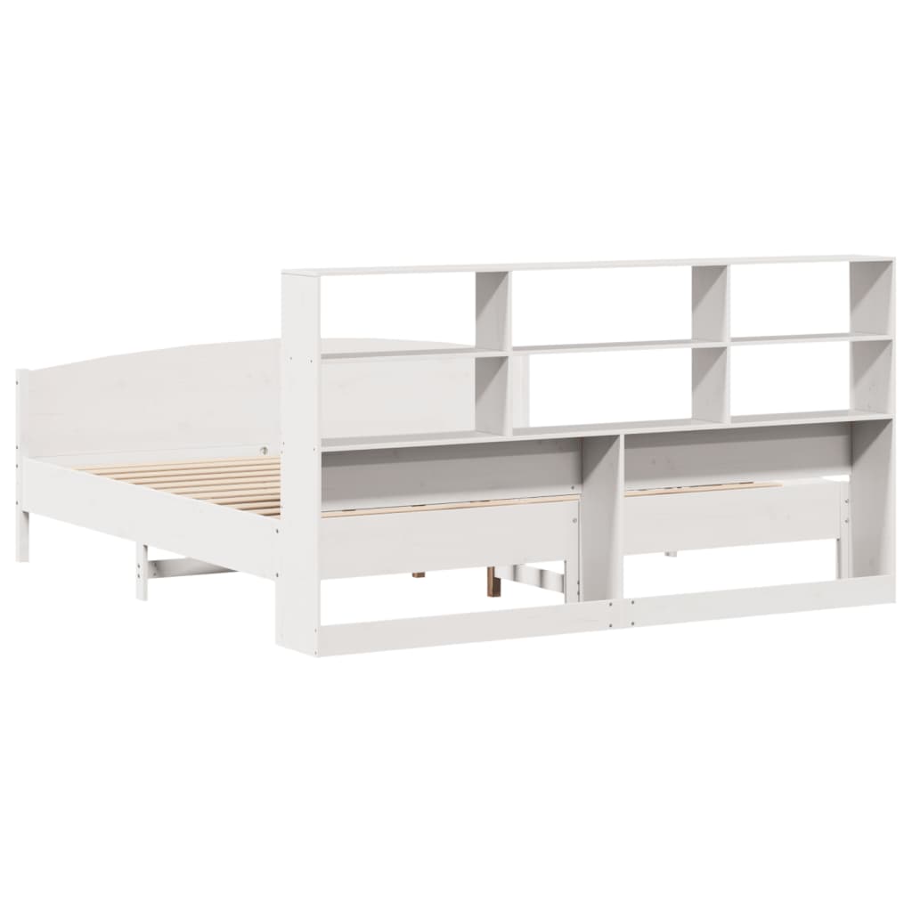 Letto Libreria senza Materasso Bianco 200x200 cm Legno di Pino