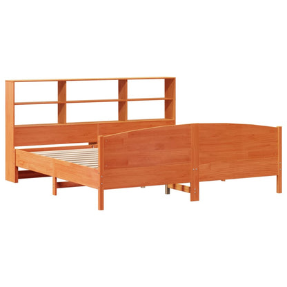 Letto Libreria senza Materasso Marrone Cera 200x200 cm in Pino