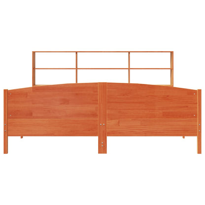 Letto Libreria senza Materasso Marrone Cera 200x200 cm in Pino