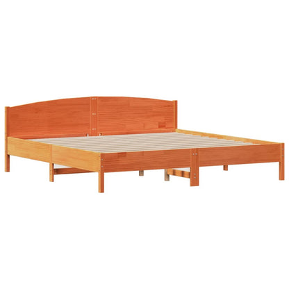 Letto Libreria senza Materasso Marrone Cera 200x200 cm in Pino