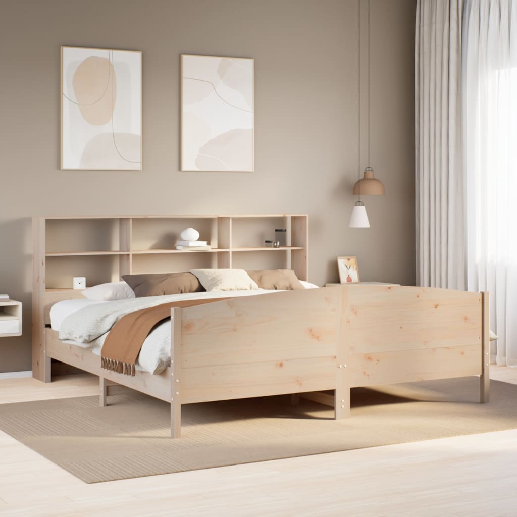 Letto Libreria senza Materasso 180x200 cm in Legno di Pino