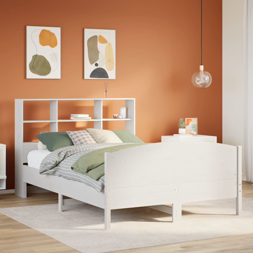 Letto Libreria senza Materasso Bianco 140x200 cm Legno di Pino