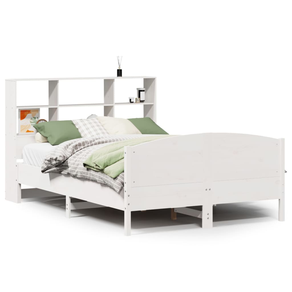 Letto Libreria senza Materasso Bianco 140x190 cm Legno di Pino