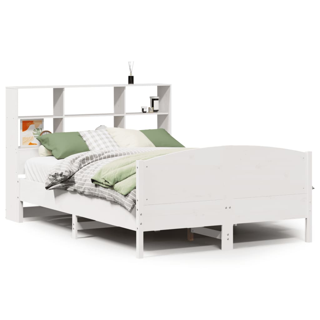 Letto Libreria senza Materasso Bianco 135x190 cm Legno di Pino