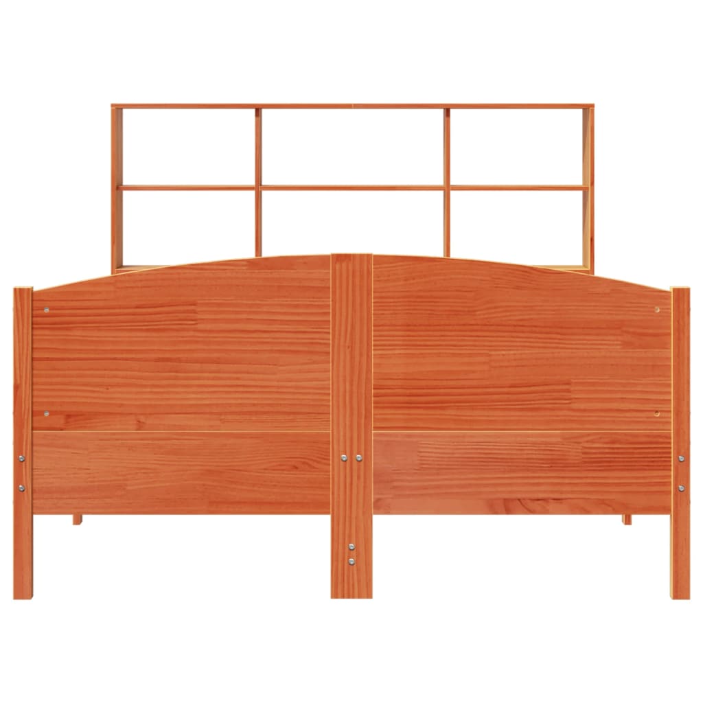 Letto Libreria senza Materasso Marrone Cera 135x190 cm in Pino