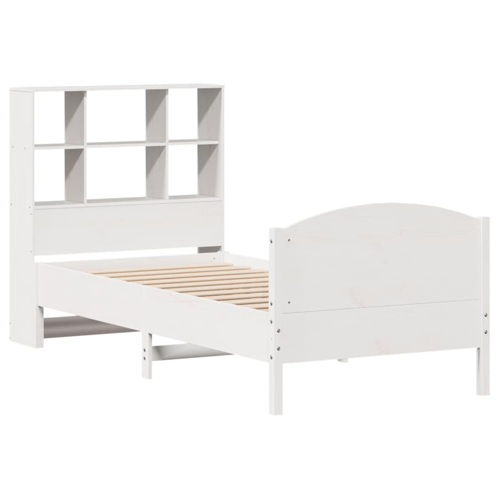 Letto Libreria senza Materasso Bianco 100x200 cm Legno di Pino