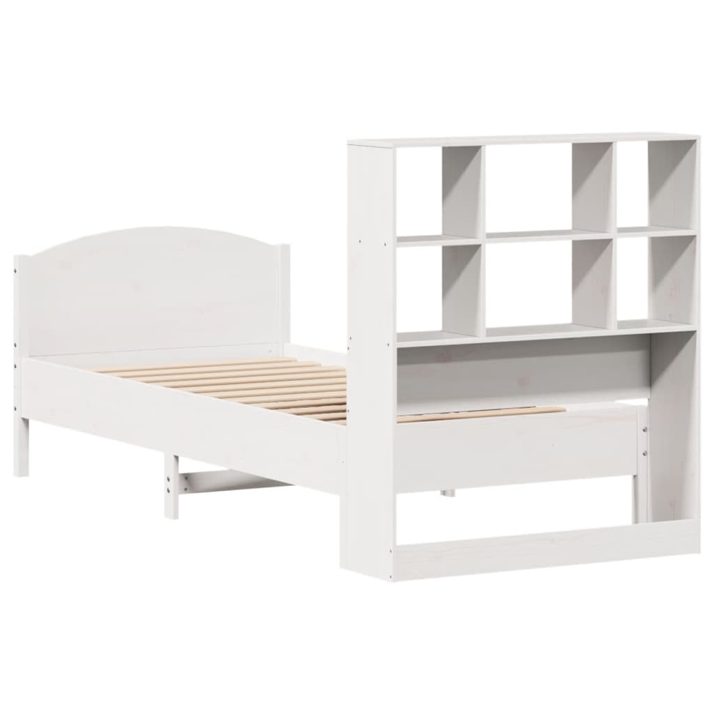 Letto Libreria senza Materasso Bianco 100x200 cm Legno di Pino