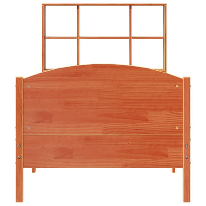 Letto Libreria senza Materasso Marrone Cera 100x200 cm in Pino