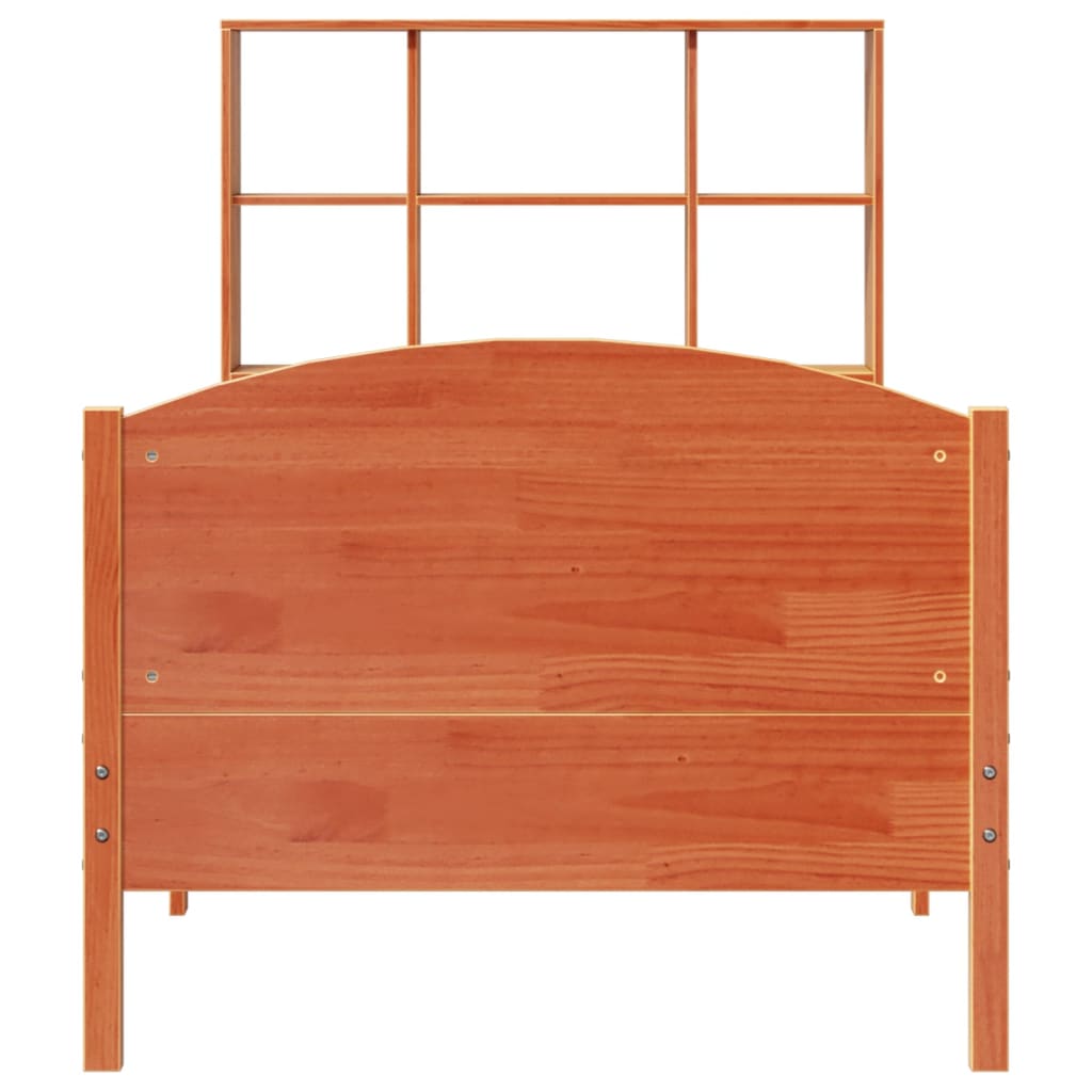 Letto Libreria senza Materasso Marrone Cera 90x200 cm in Pino