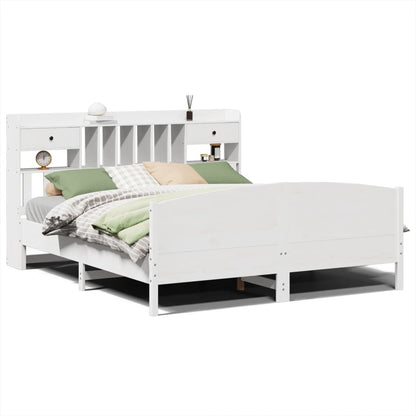 Letto Libreria senza Materasso Bianco 200x200 cm Legno di Pino