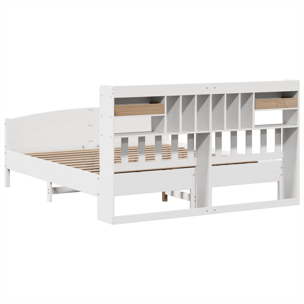 Letto Libreria senza Materasso Bianco 200x200 cm Legno di Pino