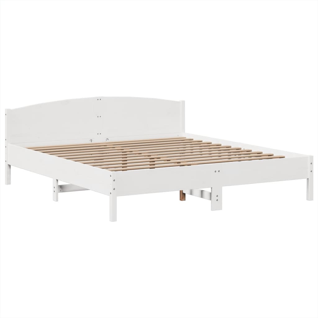 Letto Libreria senza Materasso Bianco 200x200 cm Legno di Pino