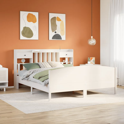 Letto Libreria senza Materasso Bianco 200x200 cm Legno di Pino