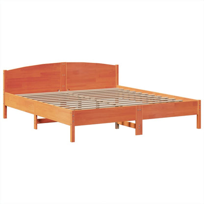 Letto Libreria senza Materasso Marrone Cera 200x200 cm in Pino