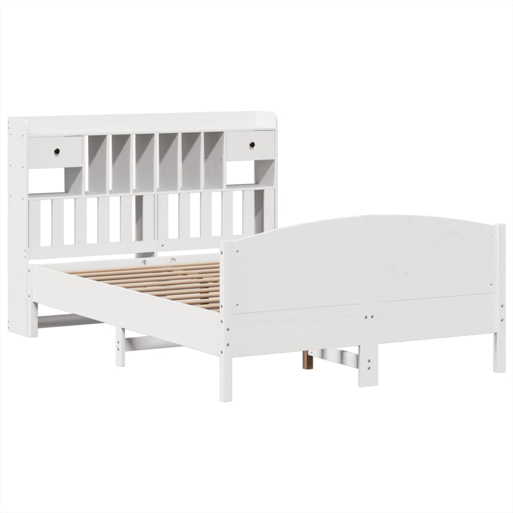 Letto Libreria senza Materasso Bianco 160x200 cm Legno di Pino