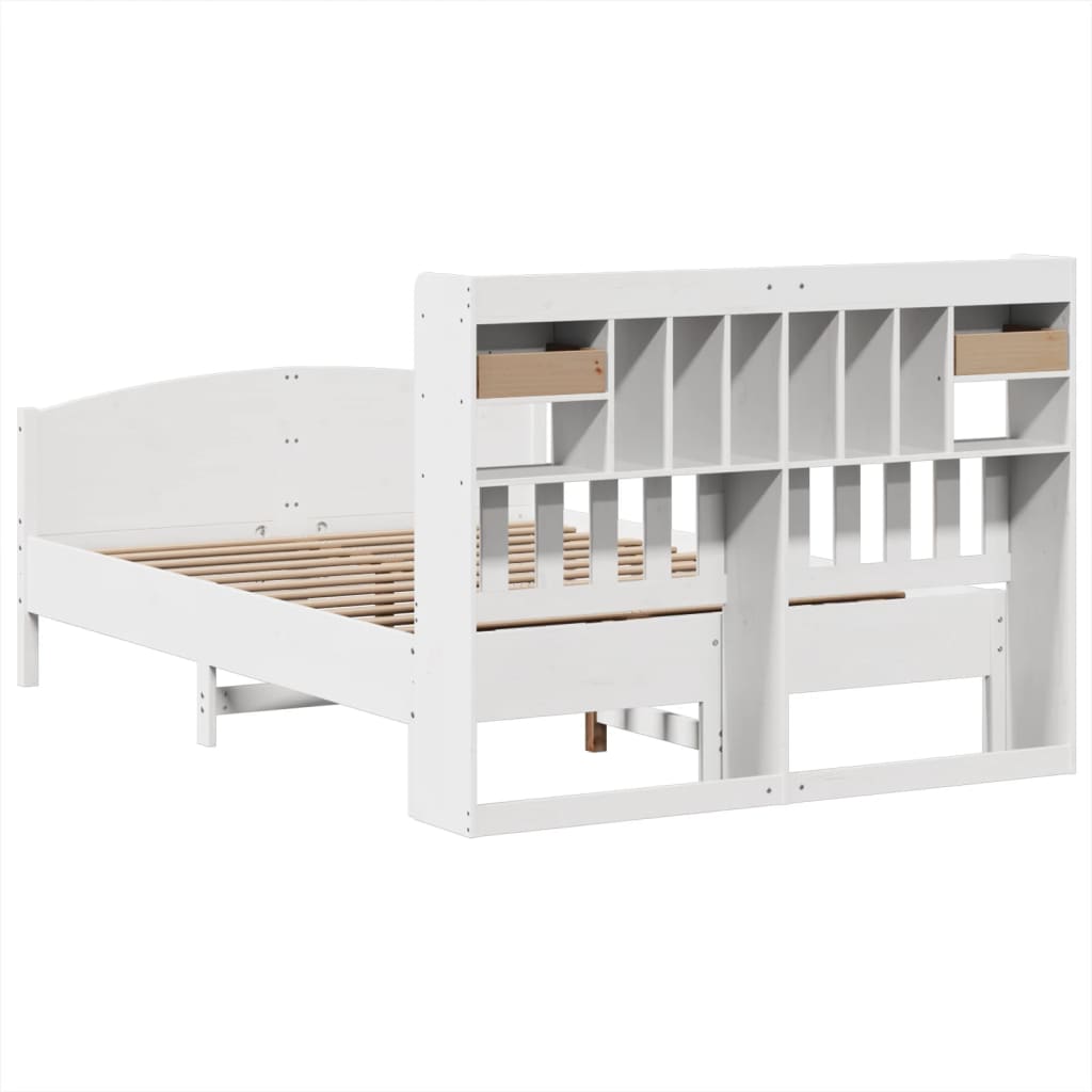 Letto Libreria senza Materasso Bianco 160x200 cm Legno di Pino