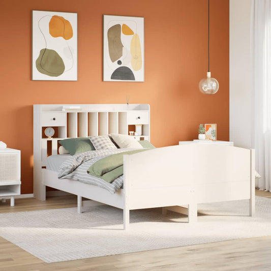 Letto Libreria senza Materasso Bianco 160x200 cm Legno di Pino