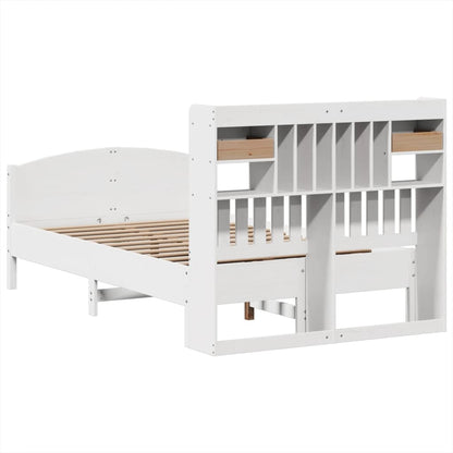 Letto Libreria senza Materasso Bianco 120x200 cm Legno di Pino