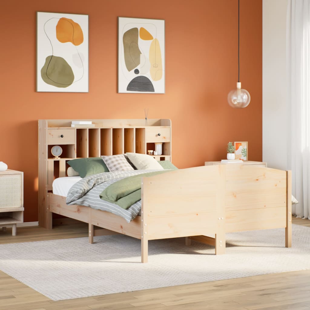 Letto Libreria senza Materasso 140x190 cm in Legno di Pino