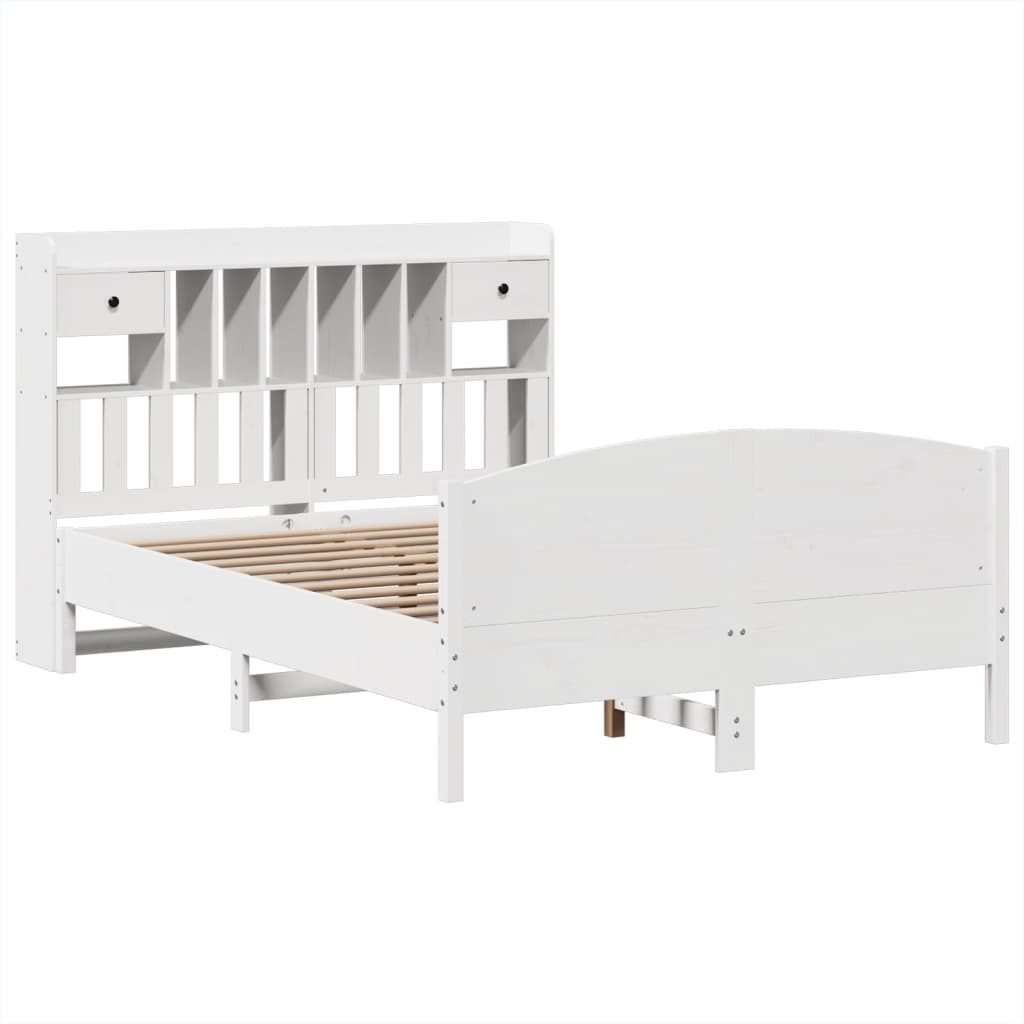 Letto Libreria senza Materasso Bianco 140x190 cm Legno di Pino