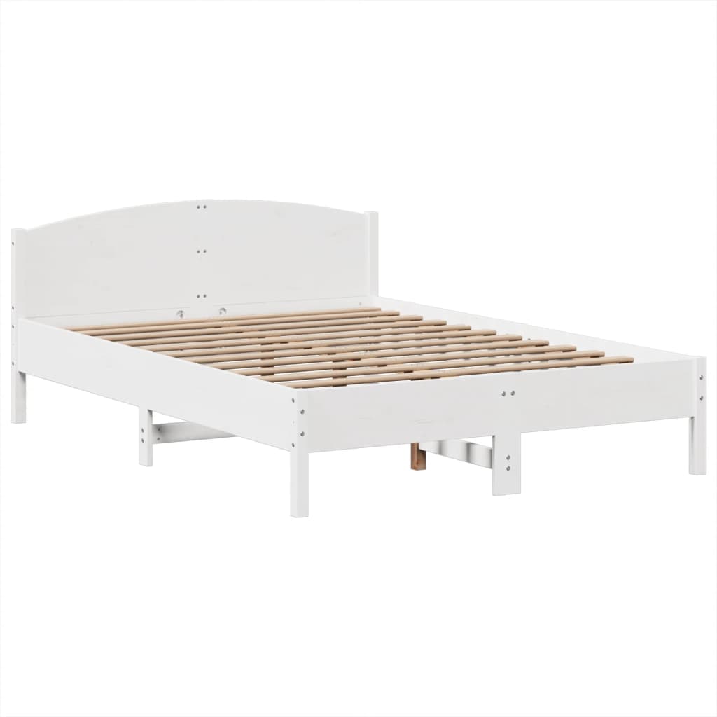 Letto Libreria senza Materasso Bianco 140x190 cm Legno di Pino