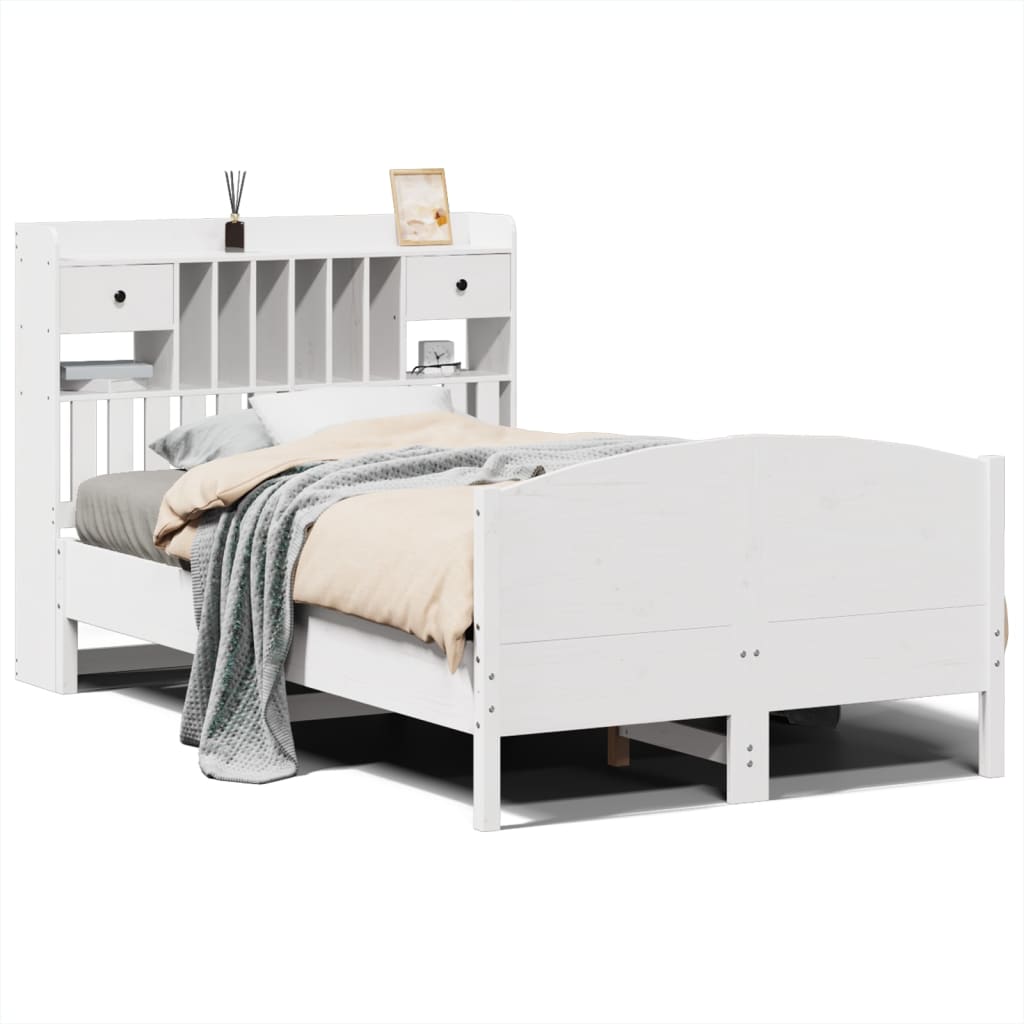 Letto Libreria senza Materasso Bianco 135x190 cm Legno di Pino