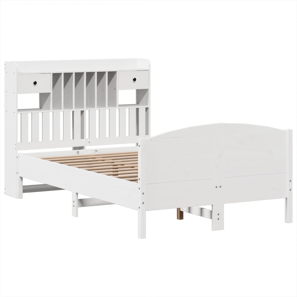 Letto Libreria senza Materasso Bianco 135x190 cm Legno di Pino