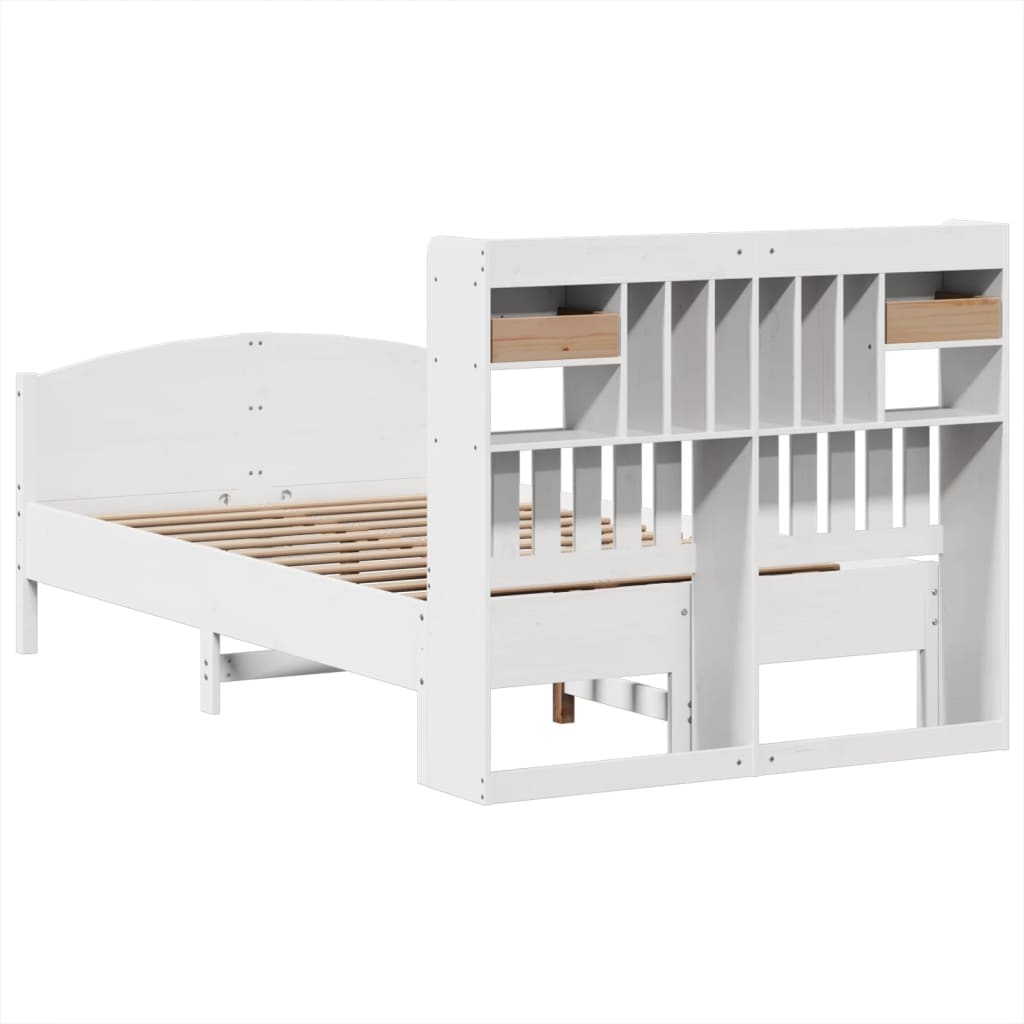 Letto Libreria senza Materasso Bianco 135x190 cm Legno di Pino