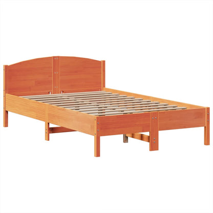 Letto Libreria senza Materasso Marrone Cera 135x190 cm in Pino