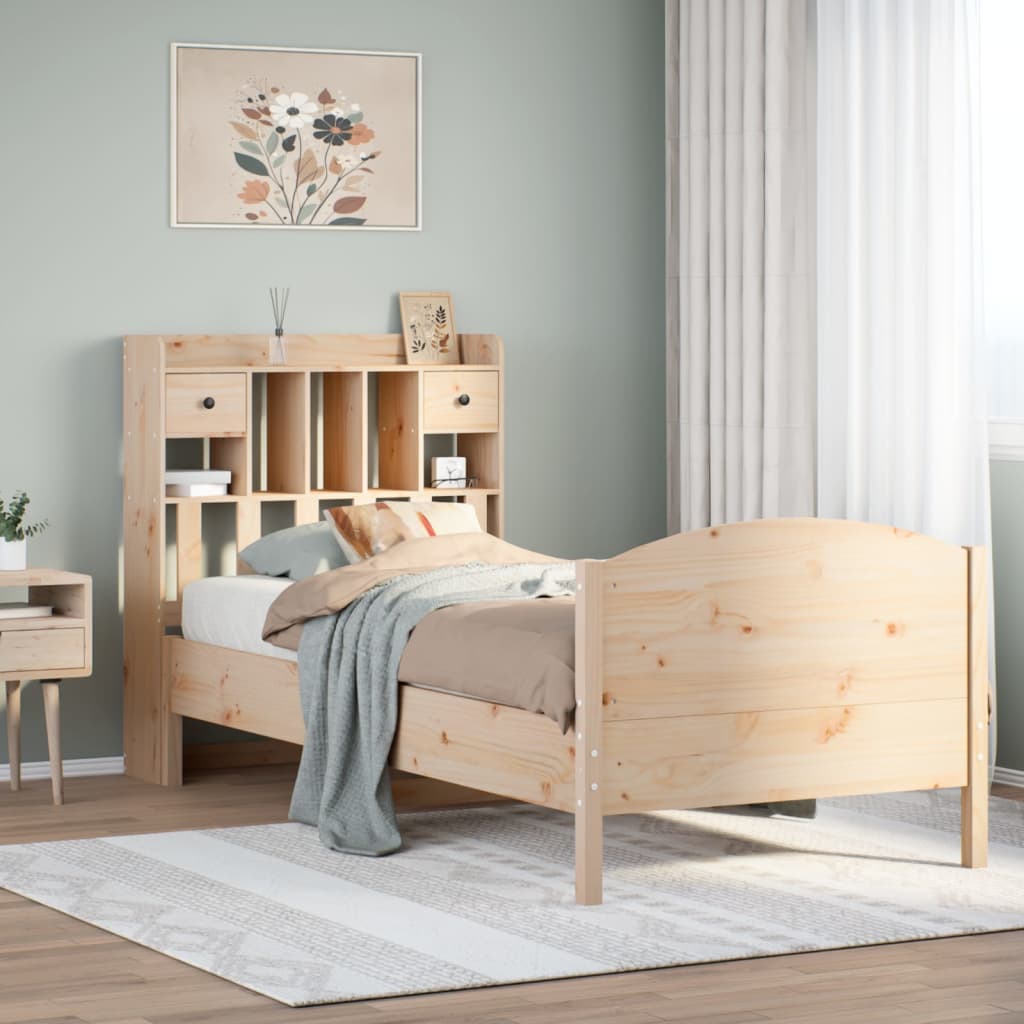 Letto Libreria senza Materasso 100x200 cm in Legno di Pino