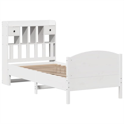 Letto Libreria senza Materasso Bianco 100x200 cm Legno di Pino