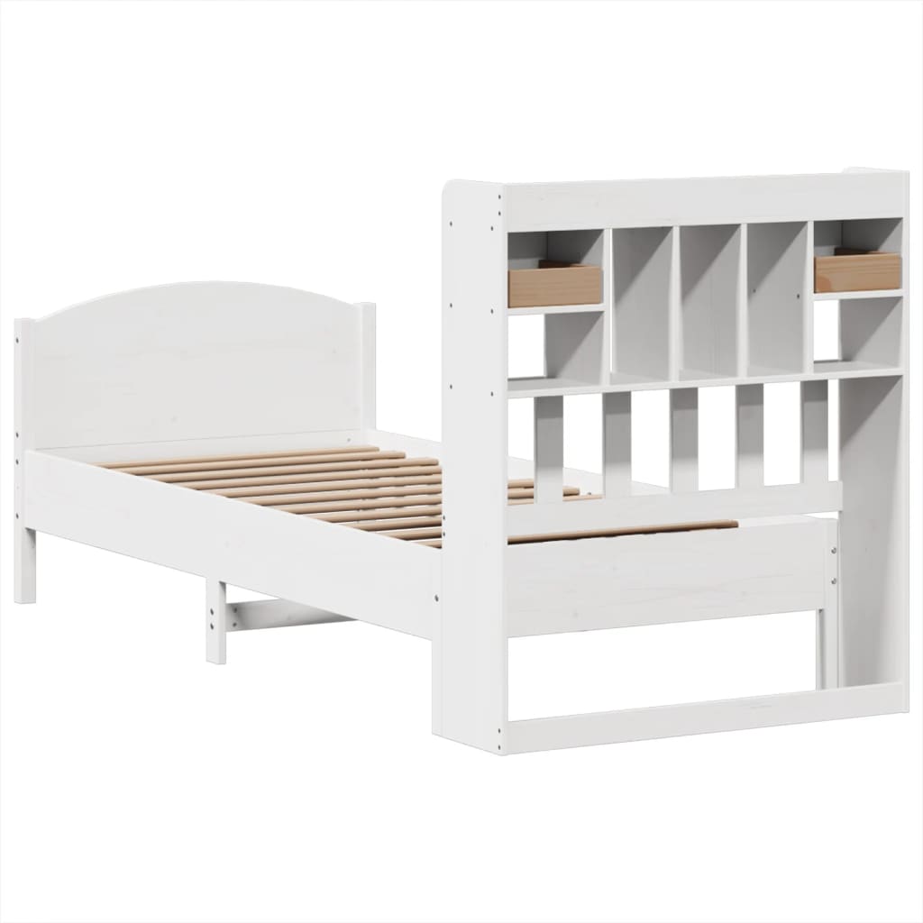 Letto Libreria senza Materasso Bianco 100x200 cm Legno di Pino