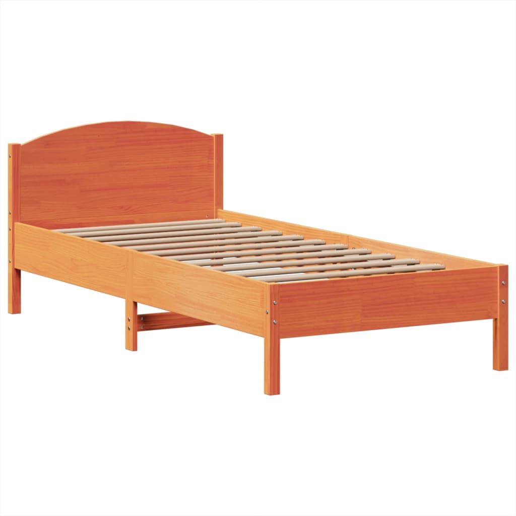 Letto Libreria senza Materasso Marrone Cera 100x200 cm in Pino