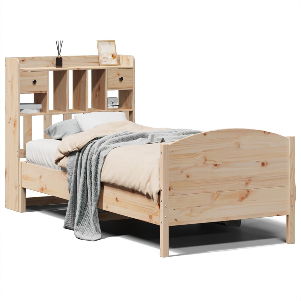 Letto Libreria senza Materasso 90x200 cm Legno Massello Pino