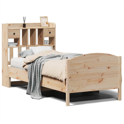 Letto Libreria senza Materasso 90x200 cm Legno Massello Pino