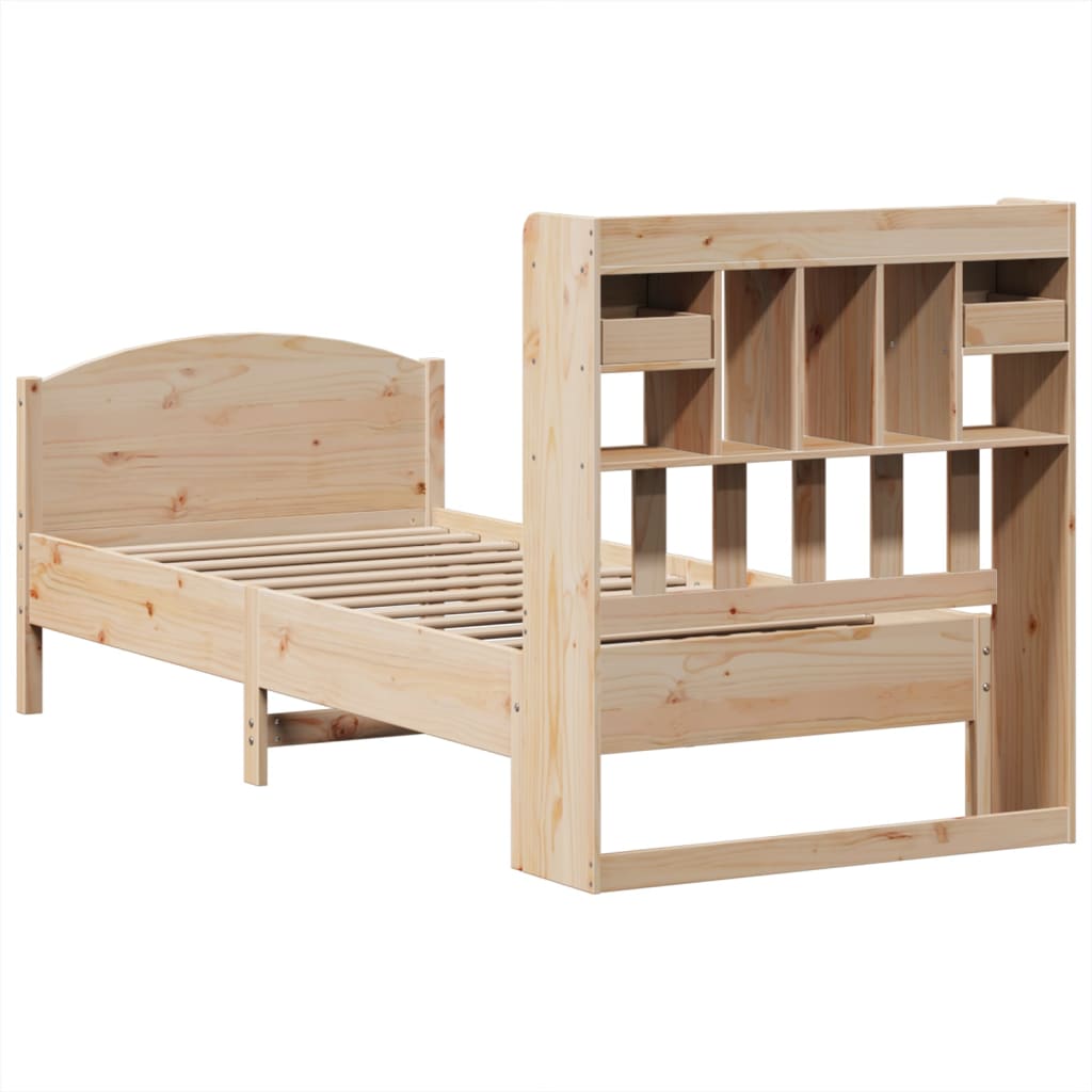 Letto Libreria senza Materasso 90x200 cm Legno Massello Pino