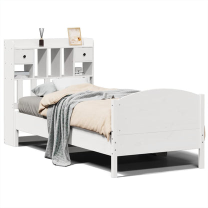 Letto Libreria senza Materasso Bianca 90x200 cm Legno di Pino - homemem39