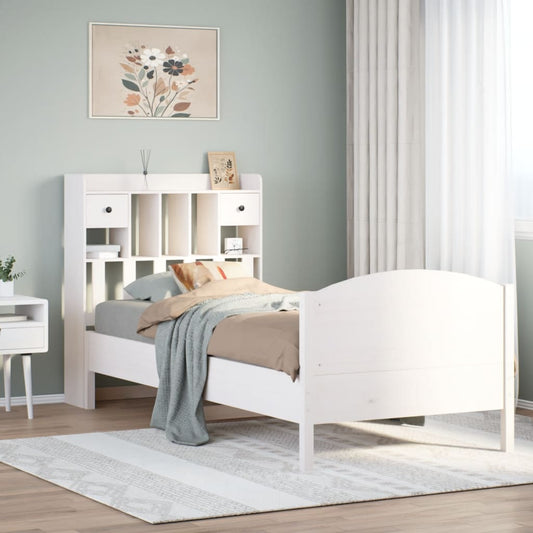 Letto Libreria senza Materasso Bianca 90x200 cm Legno di Pino - homemem39