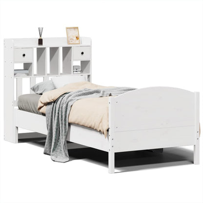 Letto con Libreria senza Materasso 75x190 cm in Legno Pino