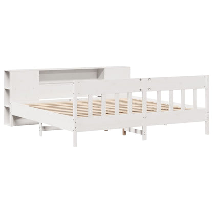 Letto Libreria senza Materasso Bianco 200x200 cm Legno di Pino