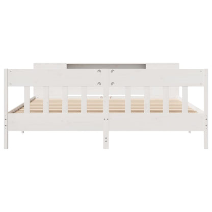 Letto Libreria senza Materasso Bianco 200x200 cm Legno di Pino