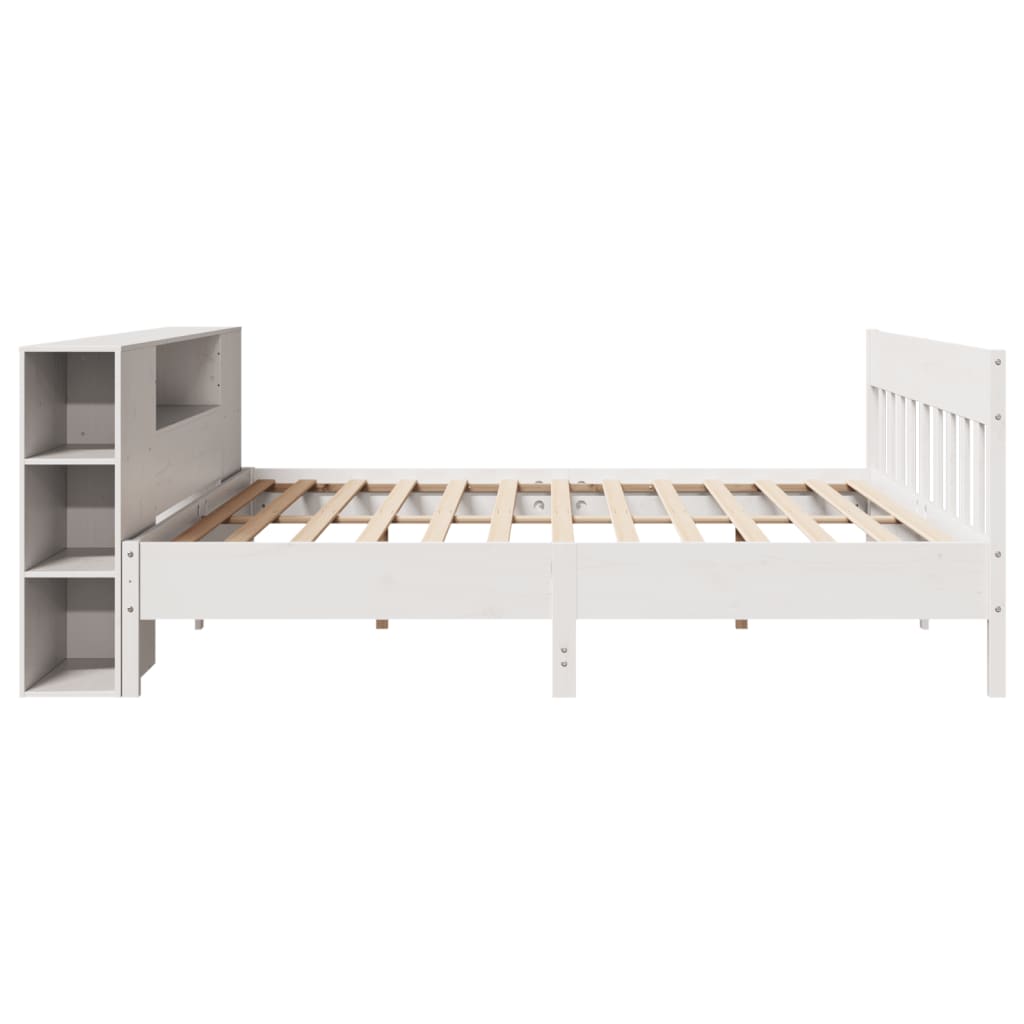 Letto Libreria senza Materasso Bianco 200x200 cm Legno di Pino