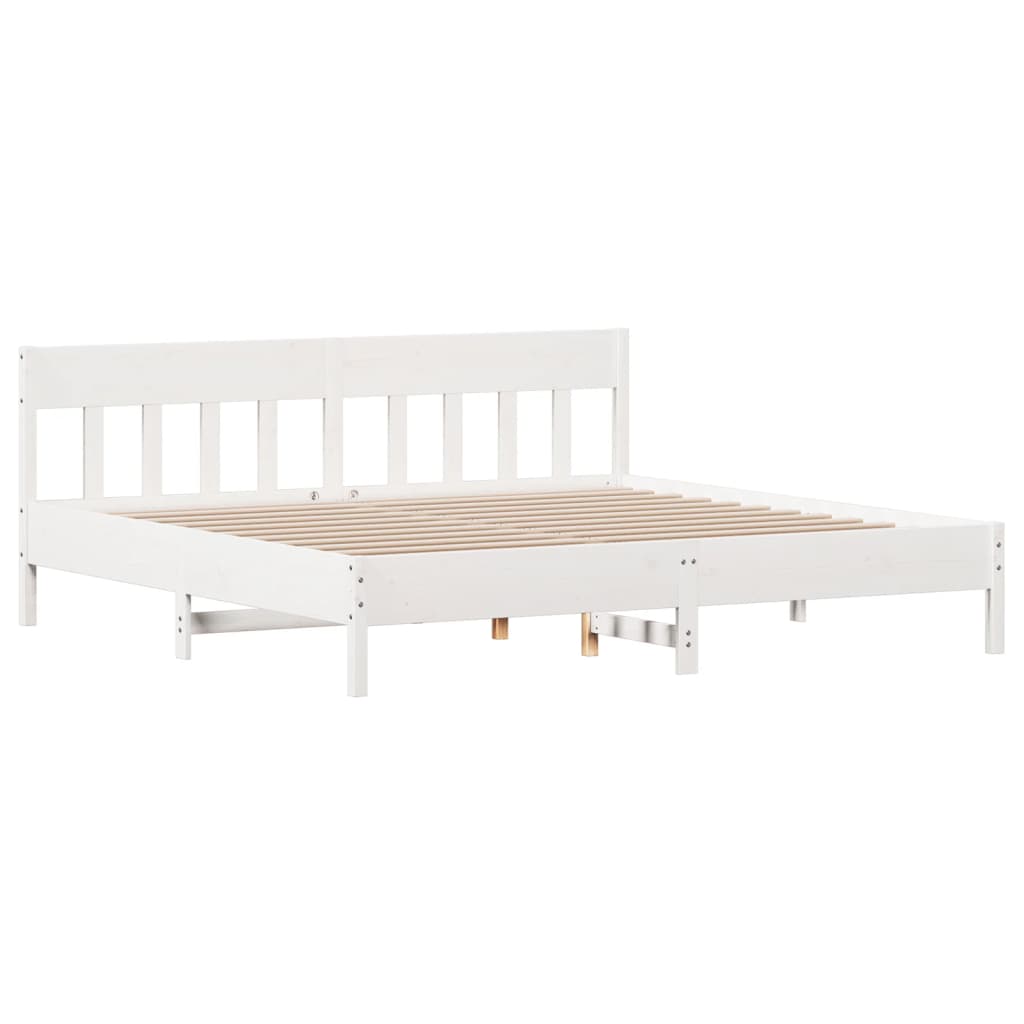 Letto Libreria senza Materasso Bianco 200x200 cm Legno di Pino