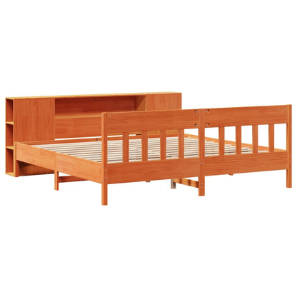 Letto Libreria senza Materasso Marrone Cera 200x200 cm in Pino